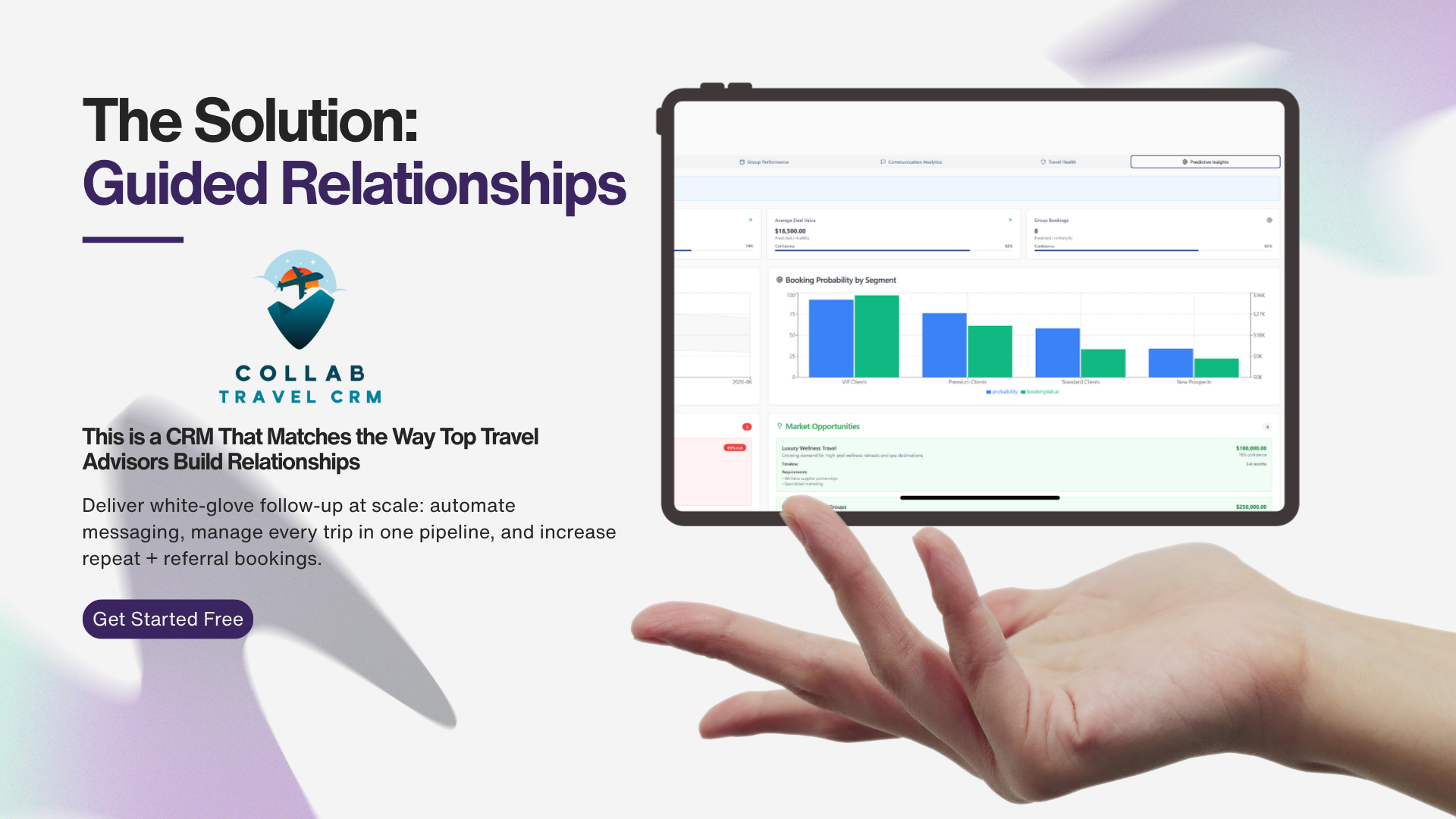 Collab Travel CRM Dashboard - Guided Relationships for Travel Advisors